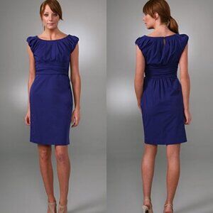 Diane Von Furstenberg DVF Royal Blue Jamila Cap-Sleeve Ruched Dress Women's SZ 8